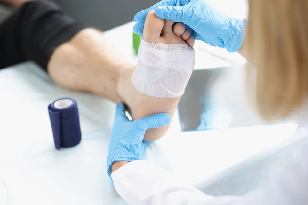 foot being examined